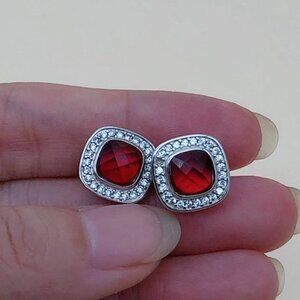 Amethyst & Diamond Pave Studs in Sterling Silver – Designer Style